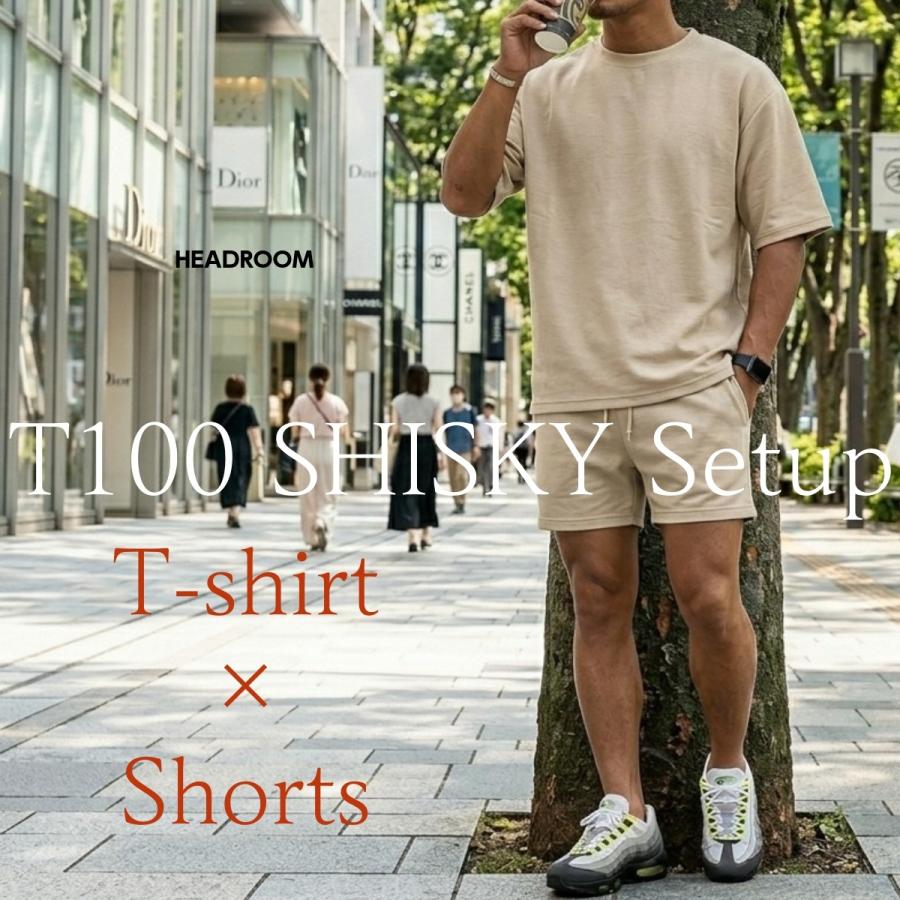 セットアップ メンズ 夏 上下セット 半袖Tシャツ ショートパンツ T100 SHISKY 速乾 ポリエステル ビッグシルエット 膝上 短パン 無地 通気性 ルームウェア |  | 11