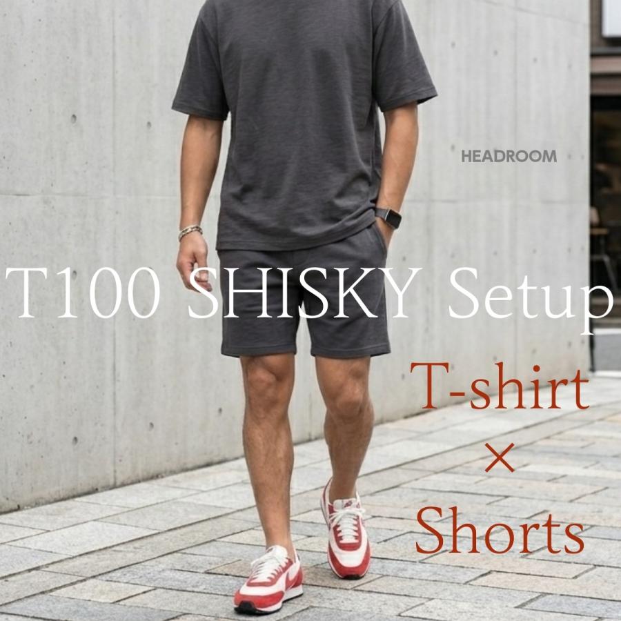 セットアップ メンズ 夏 上下セット 半袖Tシャツ ショートパンツ T100 SHISKY 速乾 ポリエステル ビッグシルエット 膝上 短パン 無地 通気性 ルームウェア |  | 13