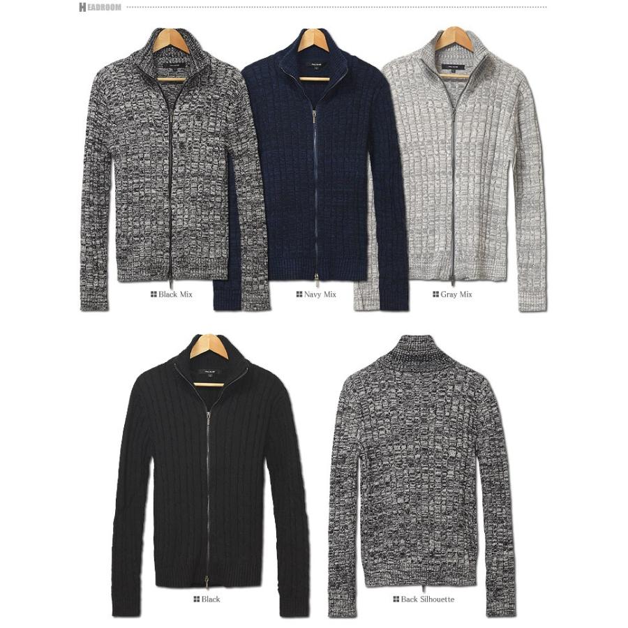 カーディガン メンズ ケーブル編 フルジップ コットン スタンドネック リブ ニット セーター |  | 24