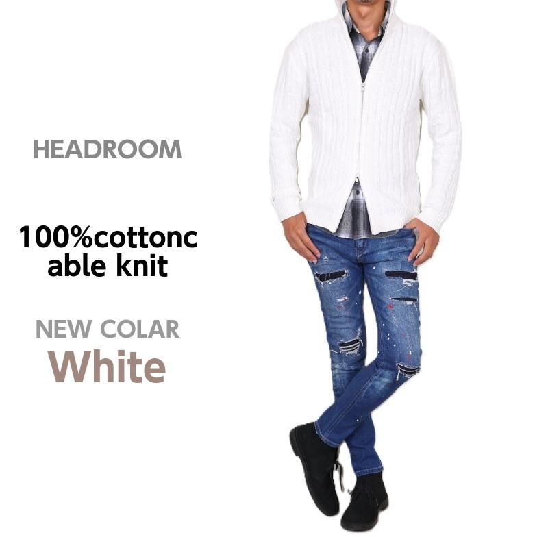 カーディガン メンズ ケーブル編 フルジップ コットン スタンドネック リブ ニット セーター |  | 12