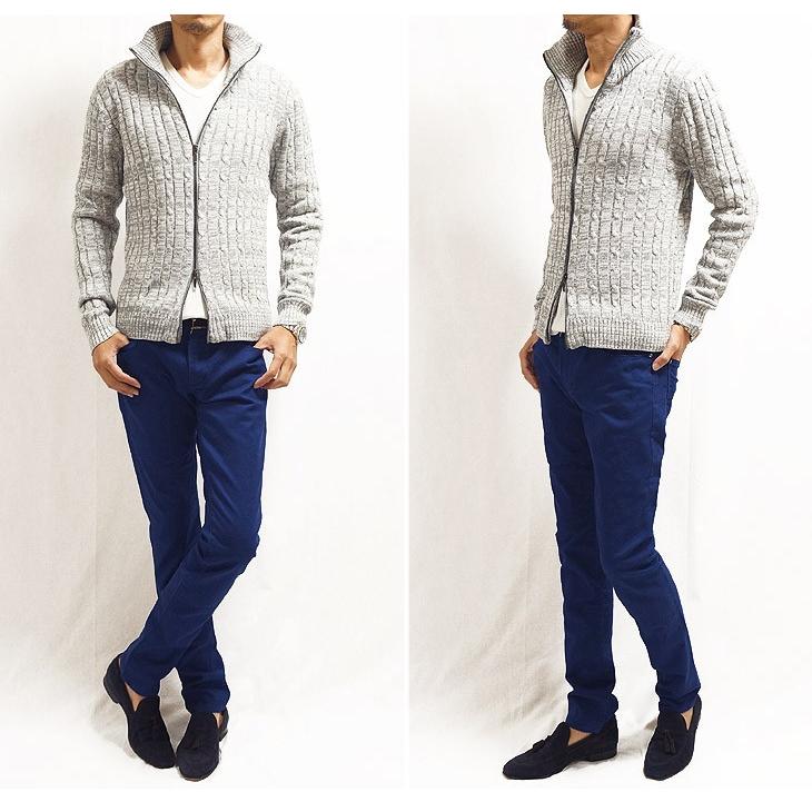 カーディガン メンズ ケーブル編 フルジップ コットン スタンドネック リブ ニット セーター |  | 16