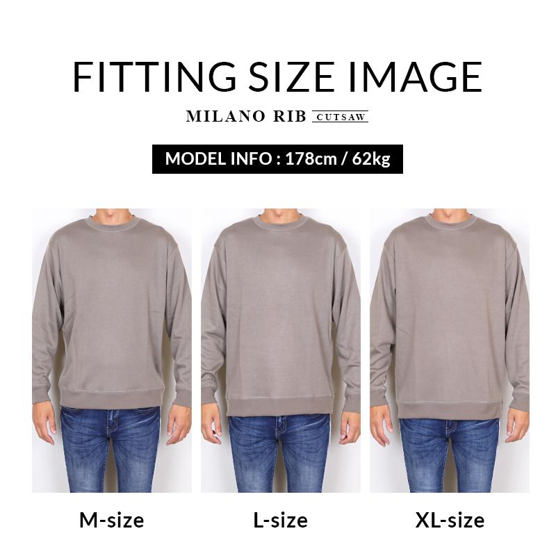 送料無料 ミラノリブ トレーナー メンズ 長袖 クルーネック 厚手