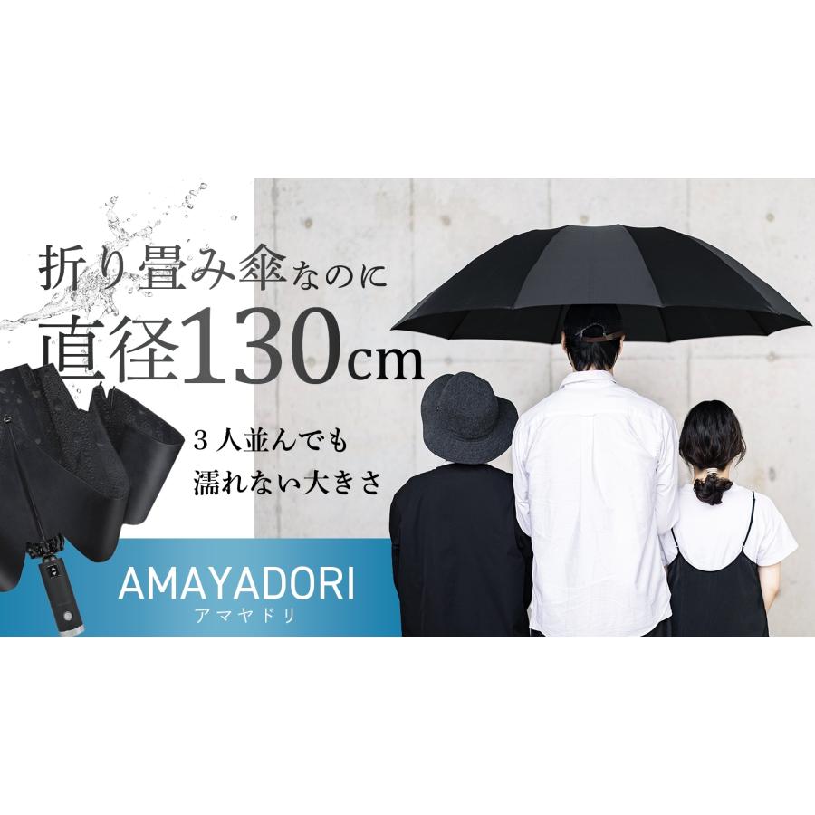 AMAYADORI 直径130cm 大人3人も入る BIG折りたたみ傘 自動折りたたみ傘