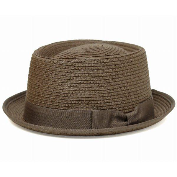 帽子 麦わら帽子 ポークパイ ストローハット Broner ブローナー Stand Up ブラウン Sagaretxe Net