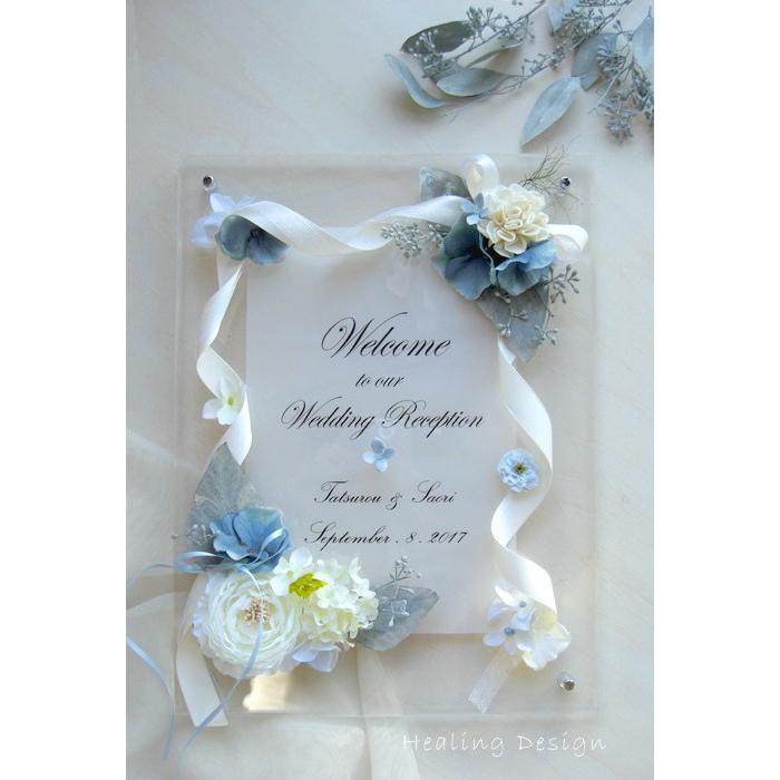 結婚式 ウェルカムボード クリアー ブルーフラワー ガーデン ウェディング 海 ブルー おしゃれ 58 Healingdesign 通販 Yahoo ショッピング