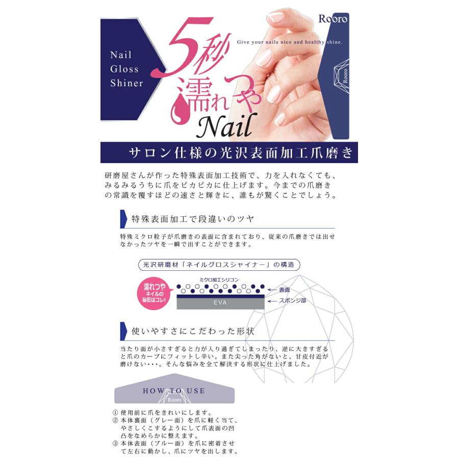 柳瀬 Rooro ローロ ネイルグロスシャイナー 2枚入り ネイルケア 爪磨き
