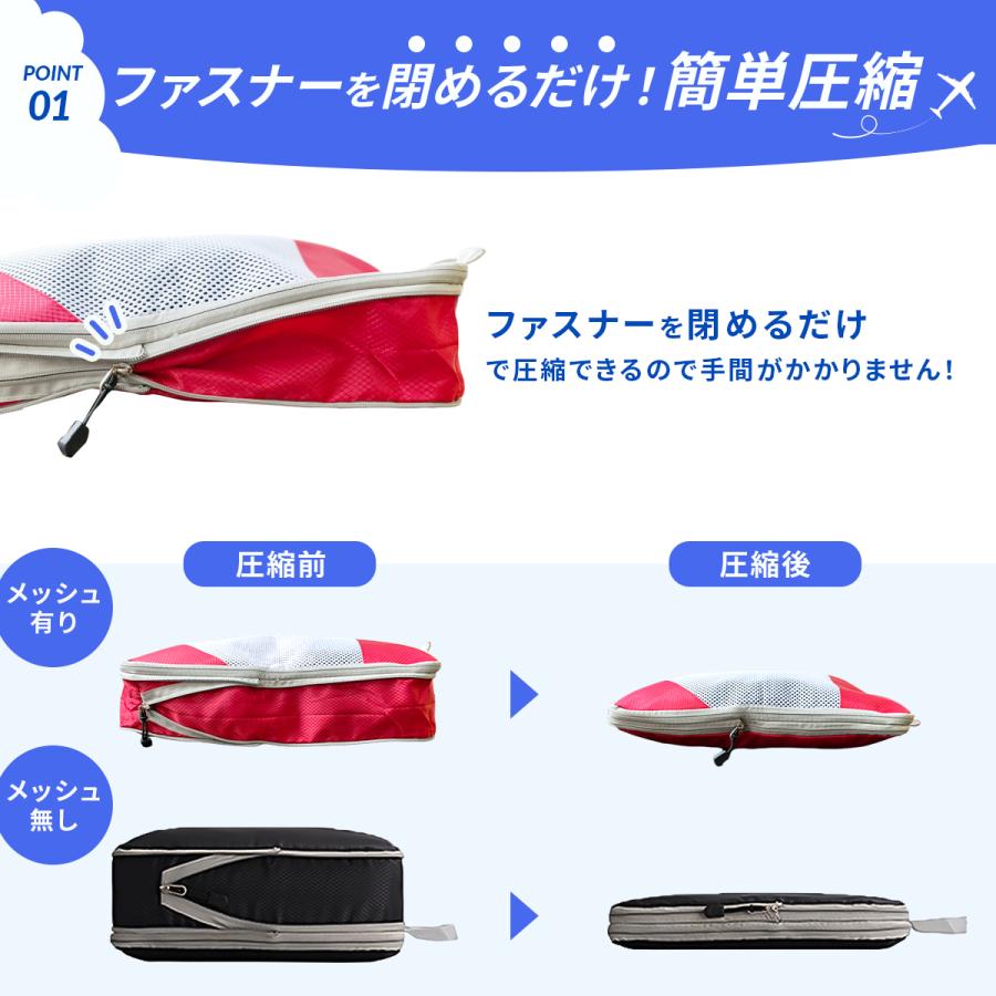圧縮バッグ ファスナー コンパクト トラベル ポーチ 収納ポーチ 3個セット 圧縮袋 旅行 荷物 トラベル 旅行用ポーチ おしゃれ |  | 03
