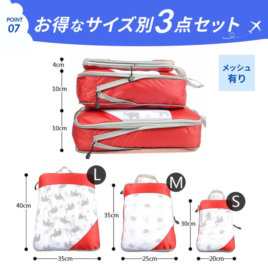 圧縮バッグ ファスナー コンパクト トラベル ポーチ 収納ポーチ 3個セット 圧縮袋 旅行 荷物 トラベル 旅行用ポーチ おしゃれ |  | 08