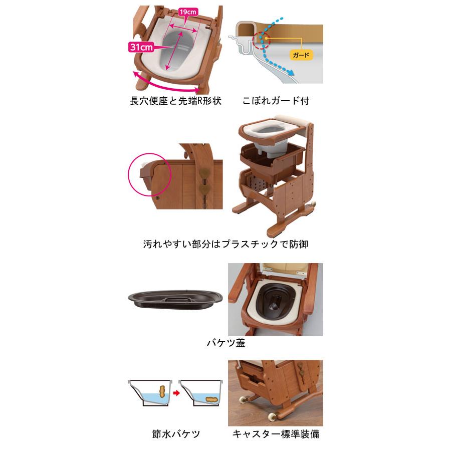 木製トイレ ポータブルトイレ 安寿 家具調トイレセレクトR はねあげ