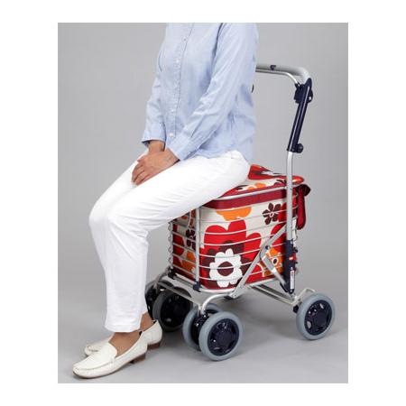 スワレル AS-0275　花柄レッド　カート　シルバーカー　ペットカー　美品 ボックスタイプ シルバーカー スワレル / AS-0275 花柄レッド 高齢者