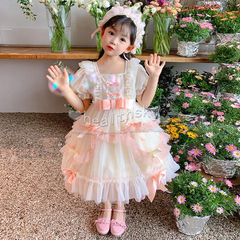 子供服 ドレス発表会 ロリータ 半袖ワンピースロリータ服 キッズ  