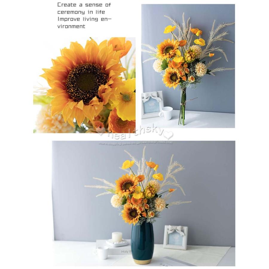 造花 インテリア ひまわり花瓶付き フラワーアレンジメント ブーケ パーツ 枯れない 飾りホーム リビングルーム プレゼント 引越し祝い 結婚祝い 退職祝い Jwijdf069 Health Sky 通販 Yahoo ショッピング