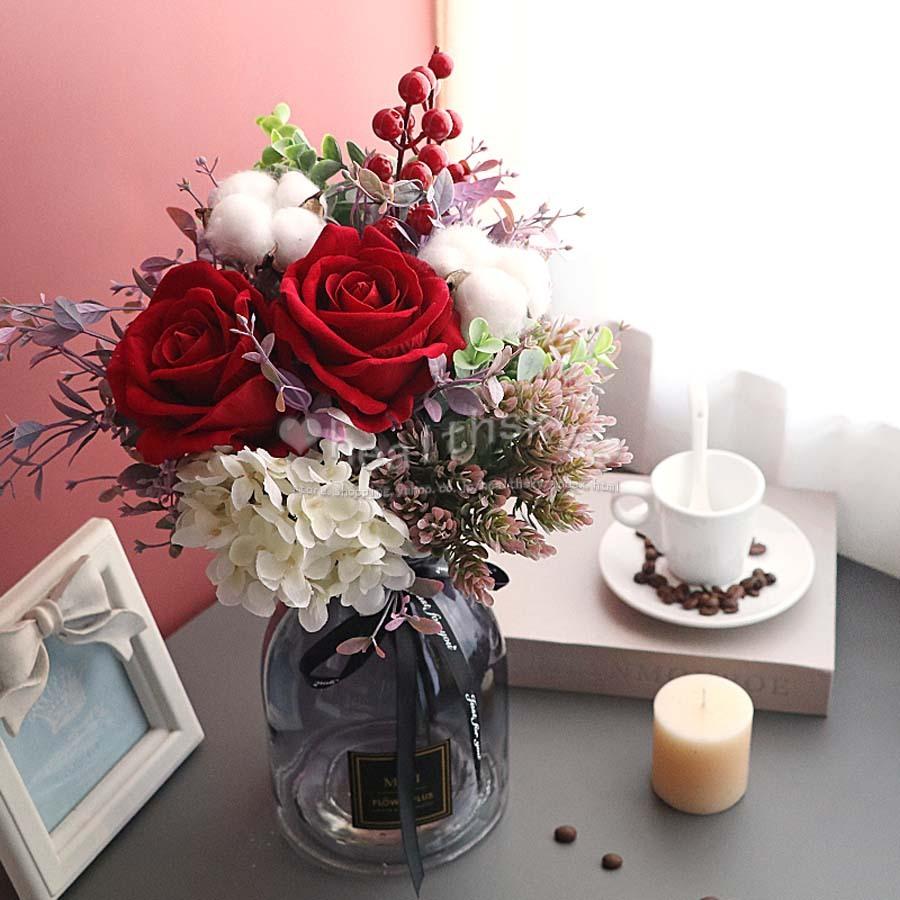 造花 北欧インテリア バラ 花瓶付き アートフラワー 枯れない 飾り ホーム リビングルーム 庭園 キッチン 撮影客間食卓 美術館造花セット置物の 飾り付け Jwijdf0 Health Sky 通販 Yahoo ショッピング