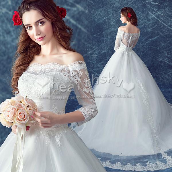 ロングトレーン ウェディングドレス ホワイト 高級ウエディングドレス格安 激安お花嫁ドレス結婚式 二次会 パーディ 大きいサイズロングドレス 結婚式花嫁