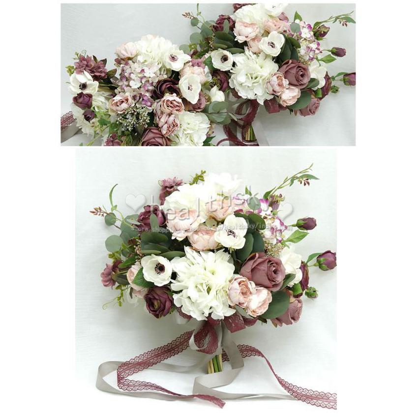 送料無料ウエディングブーケ 安い 結婚式 花嫁 ブーケ 造花 花束 欧米風 ブライダルブーケ ウェディング アレンジメント アートフラワー インテリアフラ