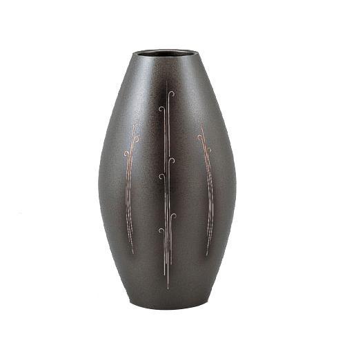 【特価】 高岡銅器 銅製花瓶　新砲形　銀線象嵌　99-01 花瓶、花器