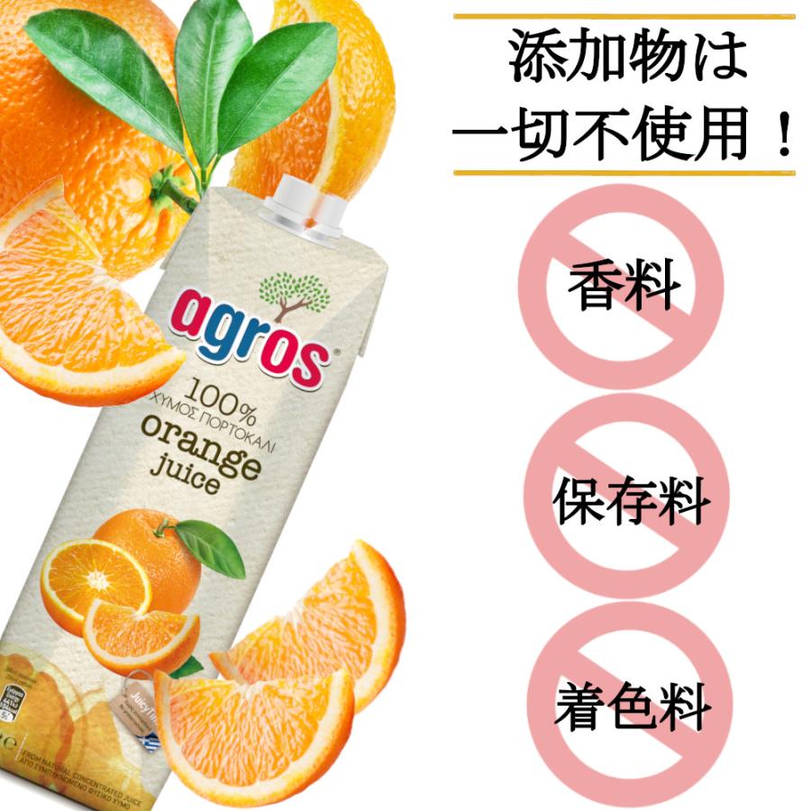 オレンジジュース 果汁100％ 1L×12本 業務用 agros ギリシャ産 無添加 紙パック まとめ買い 濃縮還元 送料無料｜healthymarket｜02