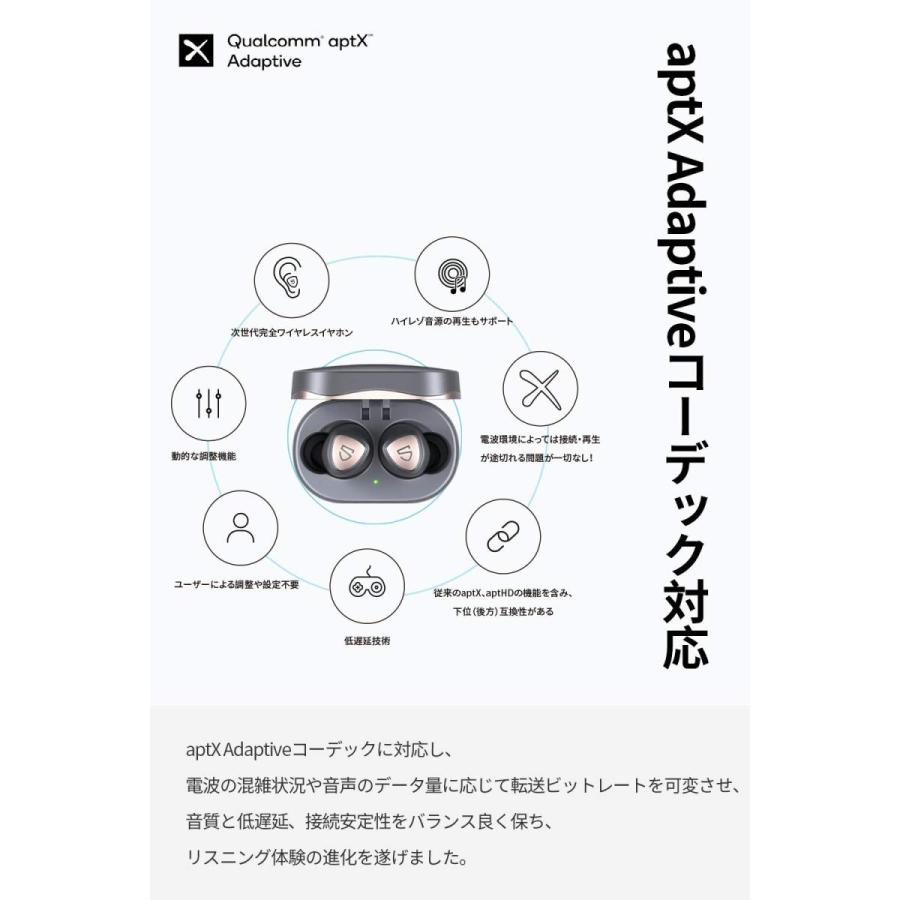 ワイヤレスイヤホン 正規仕入れ SOUNDPEATS Sonic QCC3040チップセット搭載 Bluetooth5.2 IPX5防水 高音質 低遅延 Type-C充電 両耳/片耳対応 (銀灰色)｜healthysmile｜03