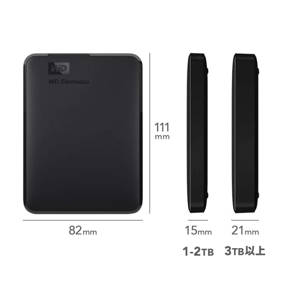 WD HDD ポータブルハードディスク ブラック 2TB WD Elements Portable WDBU6Y0020BBK-WESN USB3.0｜healthysmile｜05