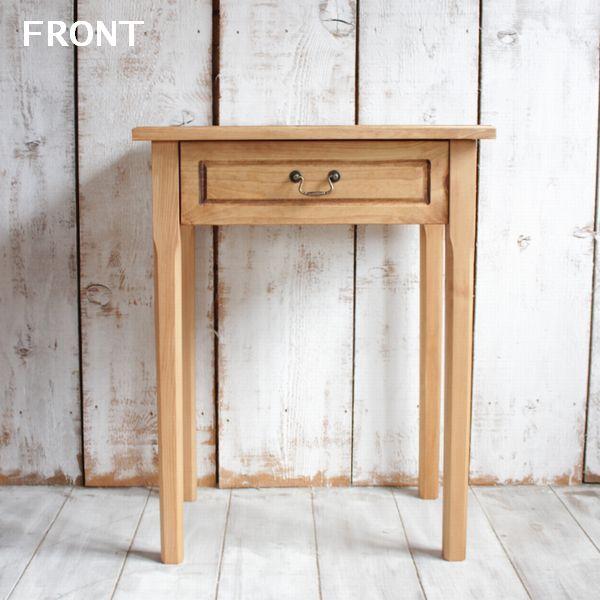 オーク材　電話台　サイドテーブル サイドテーブル ワイド ブラリ取っ手 パイン材 幅56cm 無垢材