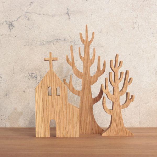 教会 オブジェ インテリア おしゃれ 北欧 小物 木製 ナチュラル 無垢