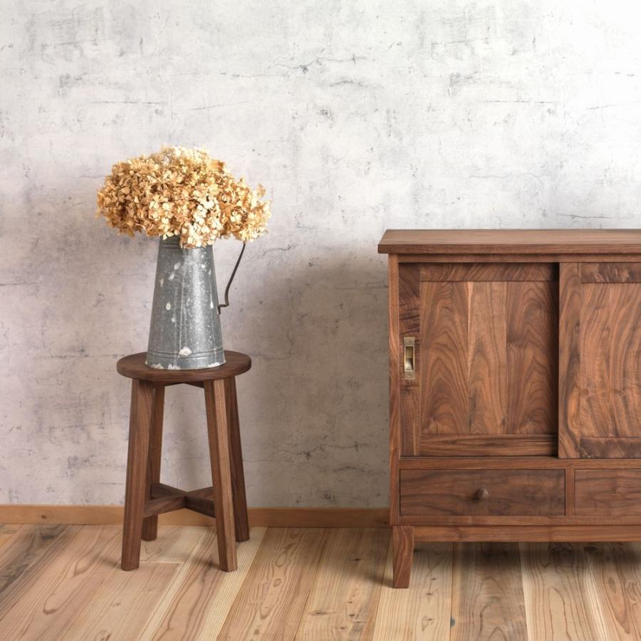 ローキャビネット 引き戸×引き出し2杯｜ウォールナット材 幅80cm 無垢