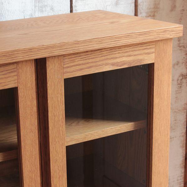 キャビネット ガラス扉｜タモ材 幅80cm 北欧 ナチュラル 木製 無垢材