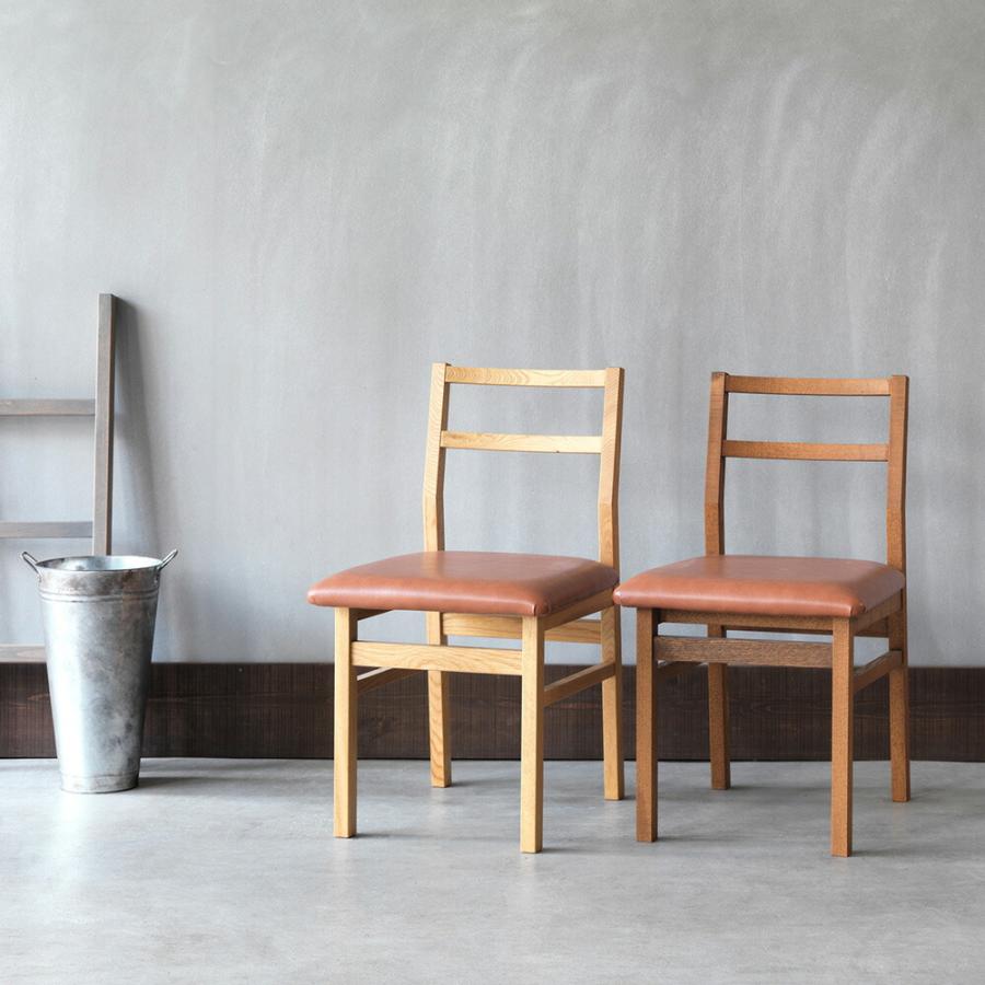 木製ダイニングチェア オーク レザー