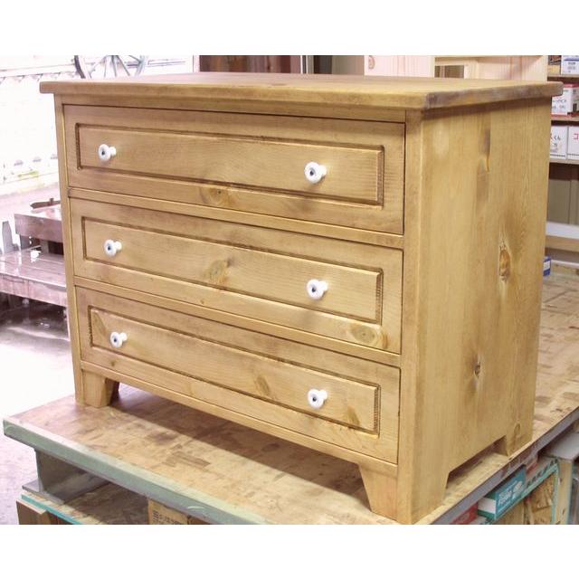 ３段チェスト パイン材 タンス ナチュラル 無垢材 引き出し 衣類収納 オーダー家具 寝室