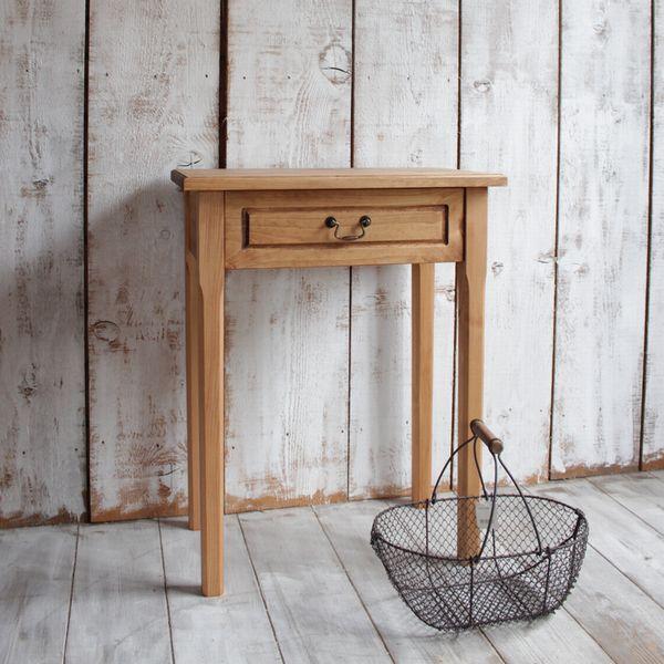 ミニテーブル ワイドタイプ パイン材｜サイドテーブル 引き出し付き リビングボード コンソール 電話台 デスク 収納 家具 無垢 ナチュラル 新生活 | ブランド登録なし | 02