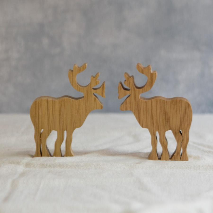 トナカイ（オーク材）｜クリスマス オブジェ 北欧 おしゃれ 木製 と
