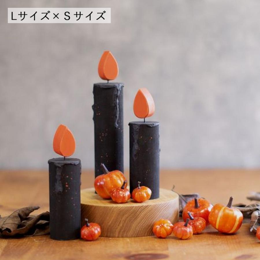 木製キャンドル ハロウィンカラー Lサイズ×Sサイズセット