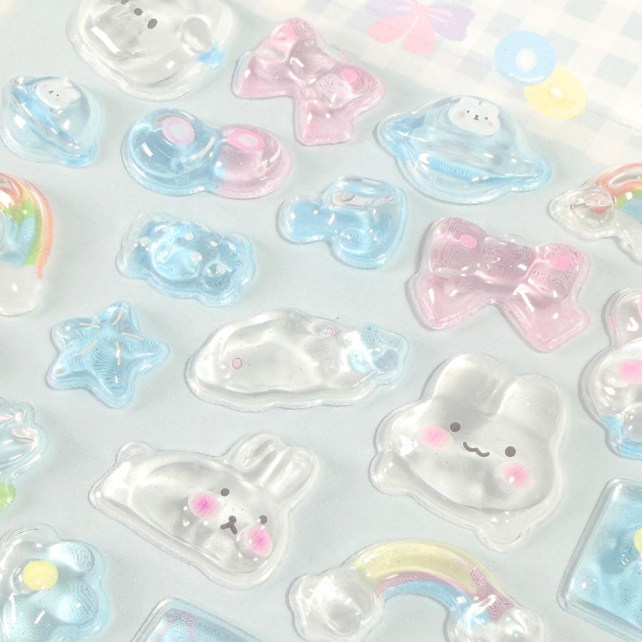 3Dファンシー キュートシール 6種類1セット ぷっくり ぷくぷく 立体