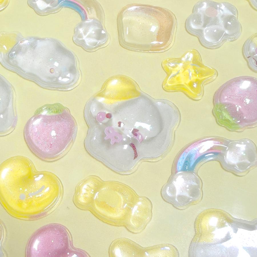 3Dファンシー キュートシール 6種類1セット ぷっくり ぷくぷく 立体