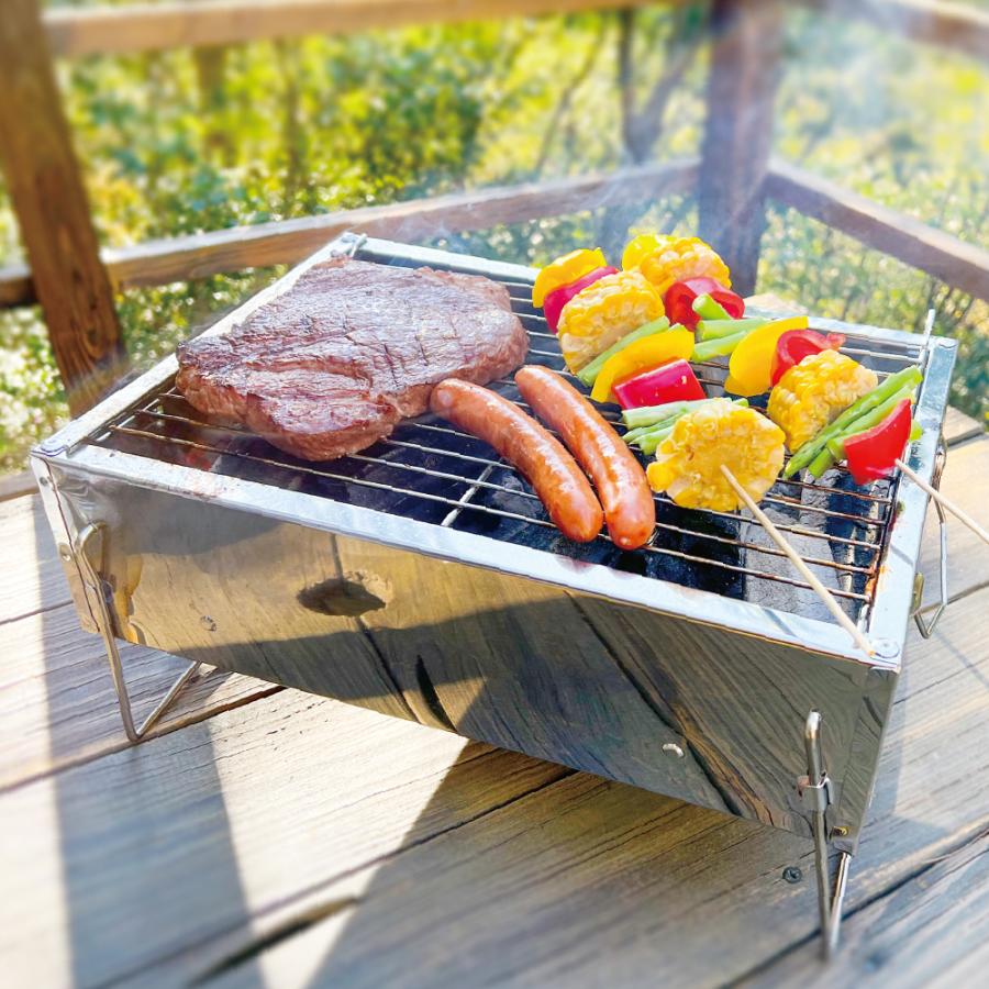 ステンレス BBQコンロ Pine Field 1〜4人用 網付き 軽量 1.1kg バーベキュー 焚き火台 卓上グリル アウトドア キャンプ ステンレス製｜heart-one｜09