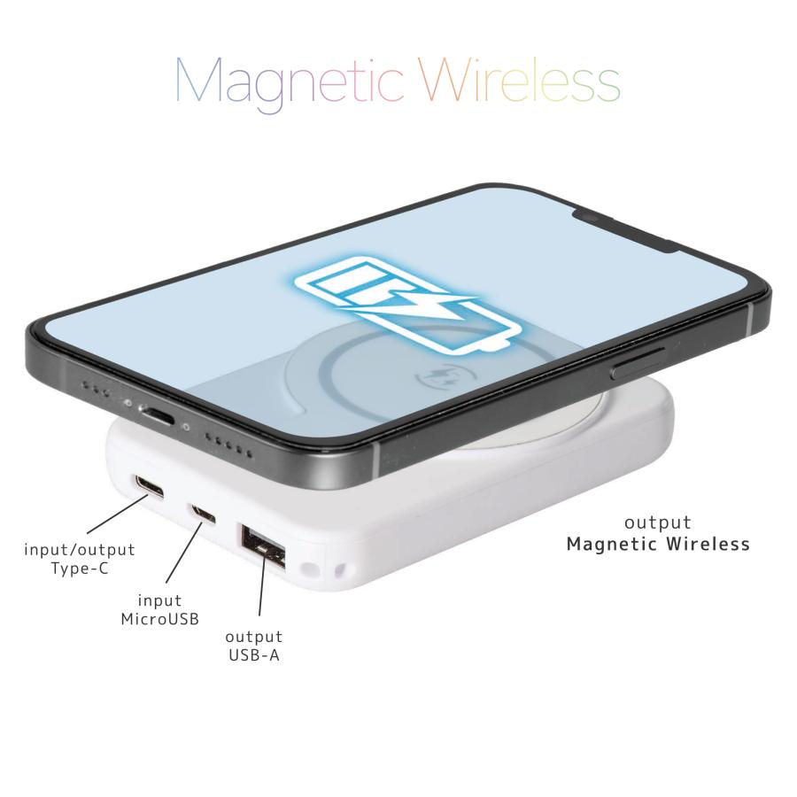 マグネット式 ワイヤレス充電対応 モバイルバッテリー 5000mAh 選べる