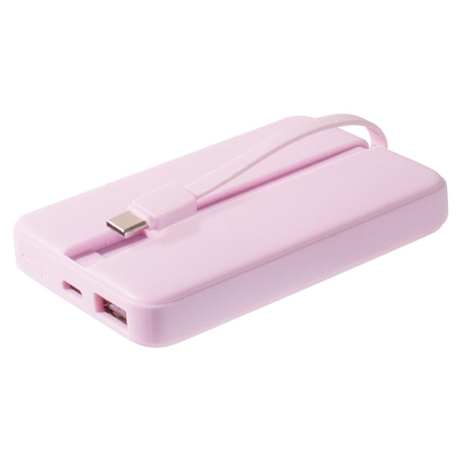コード内蔵 モバイルバッテリー 5000mAh 選べるカラー 3台同時充電 残