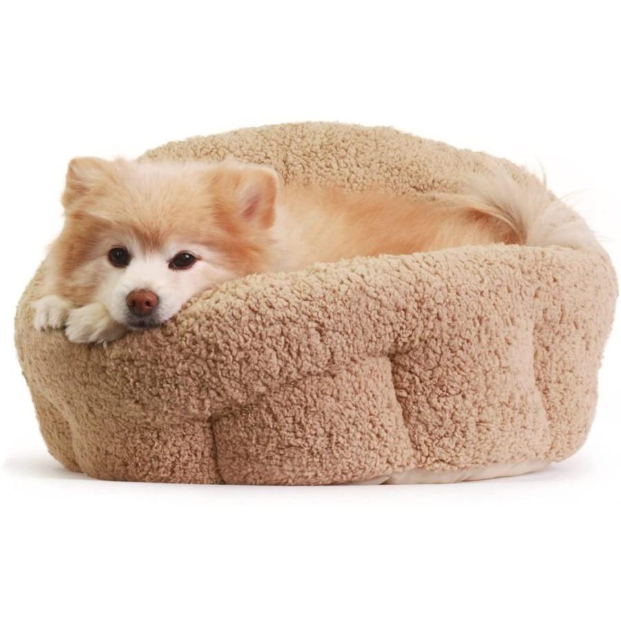 国内ブランド 洗える 犬 ベッド、 猫 ベッド、小型犬用ベッド・クッション (ベージュ) 、ふわモコ 伸縮性に富んだ暖かいベッド、安心の日本国内ブラン ヒーター