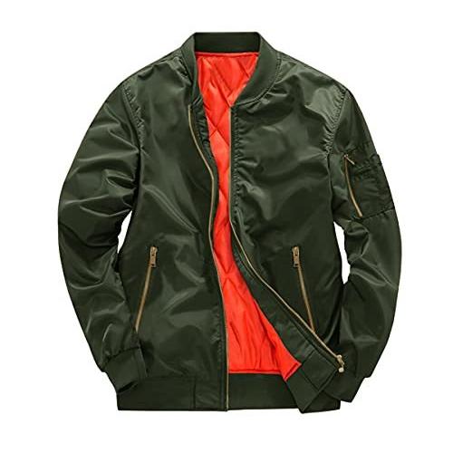 MAGCOMSEN スタジャン ジャケット メンズ 多機能 ジャンパー 大きいサイズ 防寒ブルゾン カジュアル 保温性 緑 グリーン XL