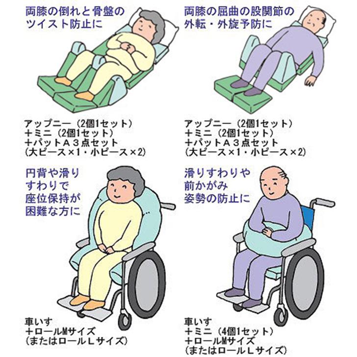 体位変換 床ズレ 床ずれ防止 体交 アイ・ソネックス ナーセントクッションシリーズ標準カバータイプ / パットA 3点セット（大ピース1個+小ピース2個) 448005_2