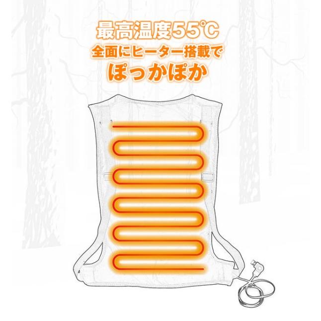 ヒーター内蔵シークレットベスト 電熱ベスト 電熱ウェア 防寒着 冷え対策 保温温熱ベスト 防寒 暖房 ヒーター ベスト ヒーターベスト_5