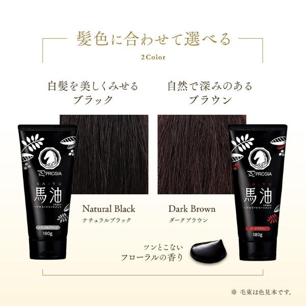 プロシア 馬油ヘアカラートリートメント 180g 白髪染め ヘアケア 白髪染めトリートメント トリートメント 馬油 日本製 保湿 うねり 無添加｜heartdrop｜17