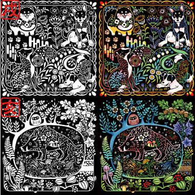 コスミック出版 心やすらぐスクラッチアート 花と動物たちの