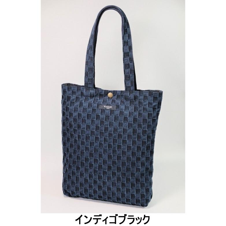 WAZABI 岡山・市松デニムのデイリートートバッグ 備後 トートバッグ 