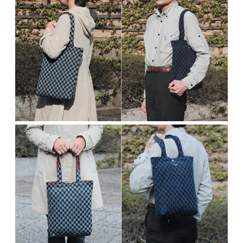 WAZABI 岡山・市松デニムのデイリートートバッグ 備後 トートバッグ 