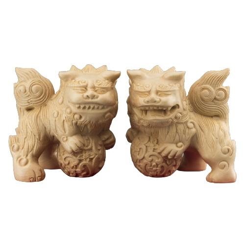 天然檜彫り 獅子狛犬 二体一対 907-2 彫刻 葉偉混作 獅子 狛犬 守護神 魔除け 木彫 幸運 福運 開運 檜 幸運開運