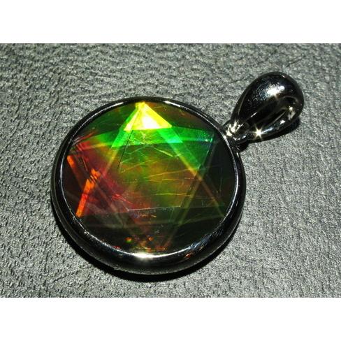 天然アンモライト 六芒星ペンダント（鑑別書付） アンモライト 六芒星ペンダント ammolite ペンダント ネックレス