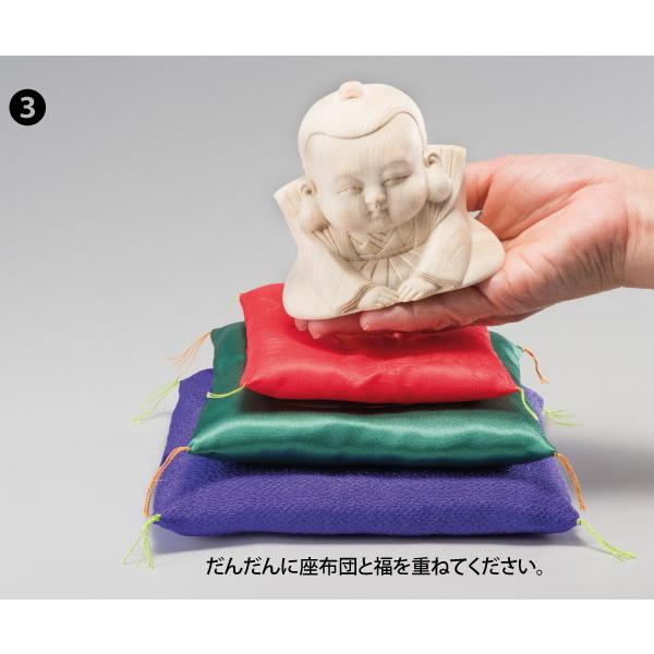 檜一木彫り だんだん福助 開運 置物 玄関 リビング 福助人形 おじぎ