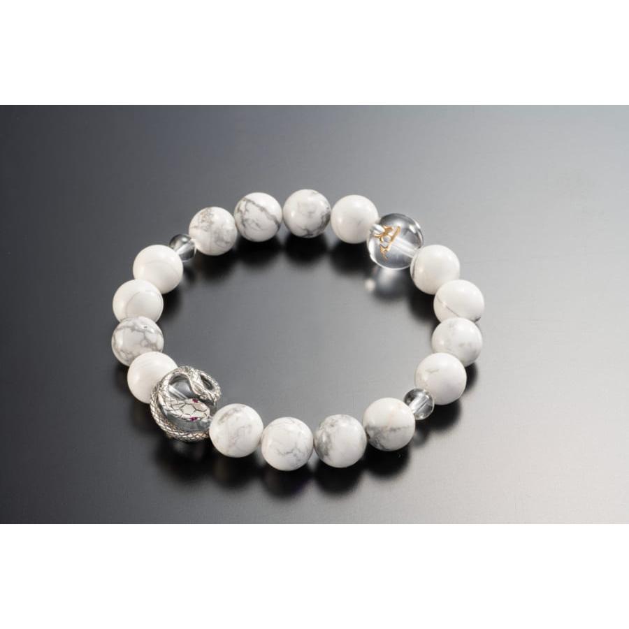 白蛇ブレスレット 天然石 パワーストーン 弁財天 梵字 白蛇 金運 財運