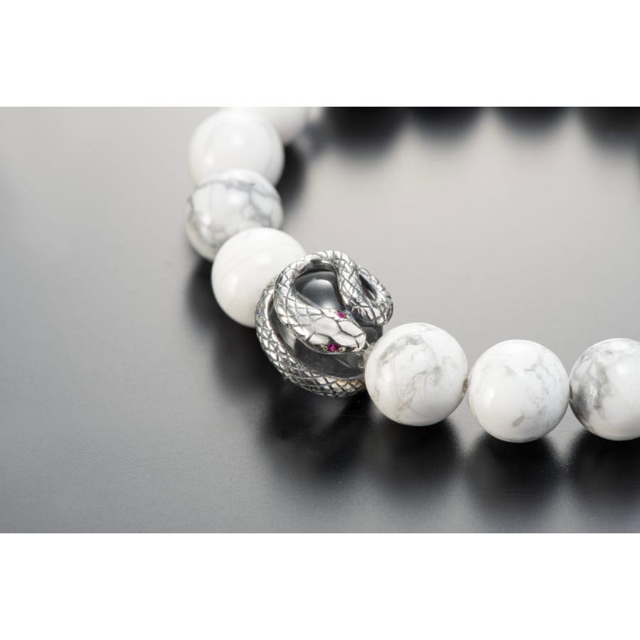 白蛇ブレスレット 天然石 パワーストーン 弁財天 梵字 白蛇 金運 財運